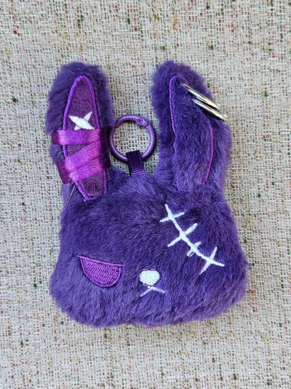 Bunny Plush Keychain Purple Rabbit Charm W/ Bandage Desian Kawaii Bag Charm New